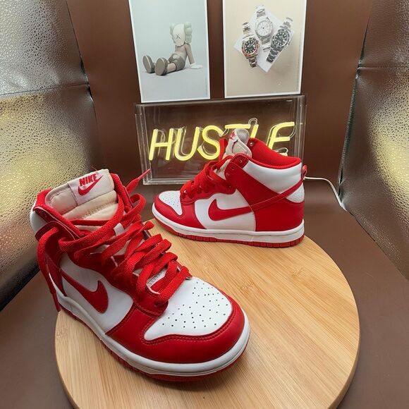 Nike Dunk High (GS) ‘Championship Red’ White/Red Sz 4.5Y - Picture 4 of 12